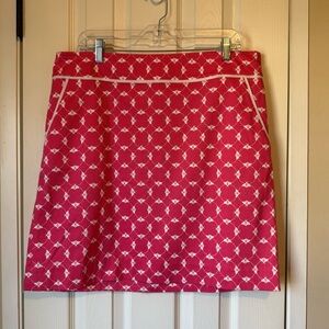 Talbots Sz 14 Pink Honey Bee Graphic Short Pencil Skirt Preppy Golf Tennis NWT